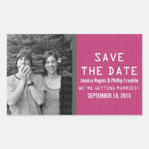 Roze Binaire Code Foto Save the Date Stickers
