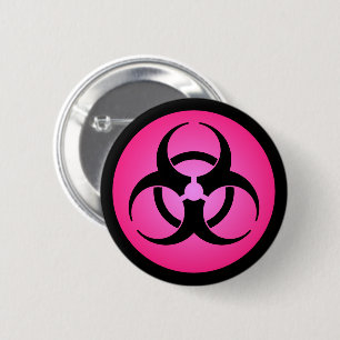 Roze biogevaarsymbool Button