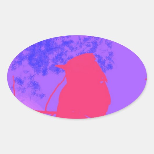 Roze Bird Ovale Sticker (Voorkant)