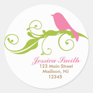 Roze Bird Ronde Sticker