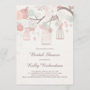 Roze Birdcage Bridal Shower Kaart