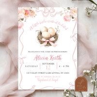 Roze Birdie Baby Shower Uitnodiging