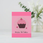 Roze Birthday Cupcake Briefkaart (Staand voorkant)