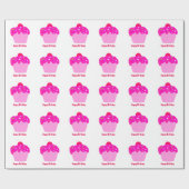 Roze Birthday Cupcakes Cadeaupapier (Vlak)