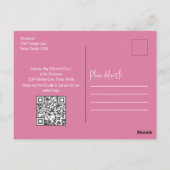Roze Birthday Cute Flamingo Trendy QR Code Website Briefkaart (Achterkant)