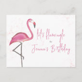 Roze Birthday Cute Flamingo Trendy QR Code Website Briefkaart (Voorkant)