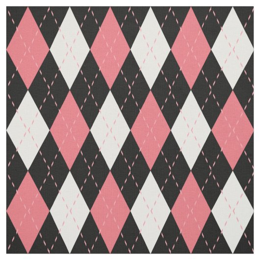 Roze Black Argyle Patroon Stof (Swatch)