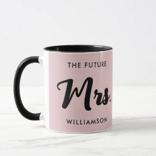 Roze Black Future Mrs Achternaam trouwend Mok