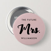 Roze Black Future Mrs Achternaam trouwend Ronde Button 7,6 Cm (Voorkant /achterkant)