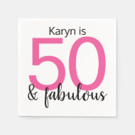 Roze Black Girly 50 en Fabulous Birthday Party Servet