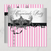 Roze Black Masquerade Party Uitnodigingen (Voorkant / Achterkant)