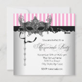 Roze Black Masquerade Party Uitnodigingen (Achterkant)