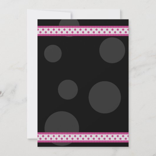 Roze Black Polka Dot Ribbon Weddenschap Kaart (Achterkant)