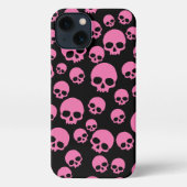 Roze Black Random Skulls Pattern iPhone Hoesje (Achterkant)