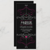 Roze & Black Rock 'n' Roll Music Thed Wedding Kaart (Voorkant / Achterkant)