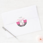 Roze Black Wedding Monogram Damask Sticker (Envelop)