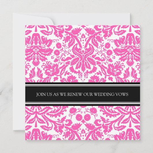 Roze Black Wedding Vow Renewal Uitnodiging (Voorkant)