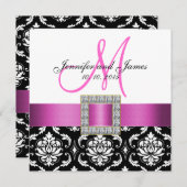 Roze Black White Damask Weddenschap Kaart (Voorkant / Achterkant)