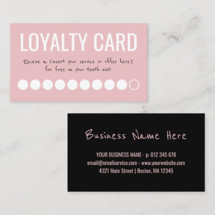 Roze Black White Ten Visit Loyalty Punch Card