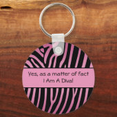 Roze Black Zebra Diva Sleutelhanger (Voorkant)