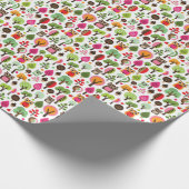 roze bladboom retro uil patroon cadeaupapier (Hoek)