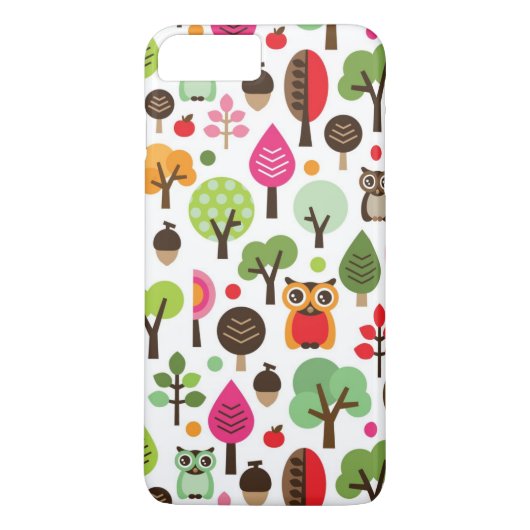 roze bladboom retro uil patroon Case-Mate iPhone case (Achterkant)
