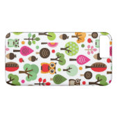 roze bladboom retro uil patroon Case-Mate iPhone case (Achterkant (Horizontaal))