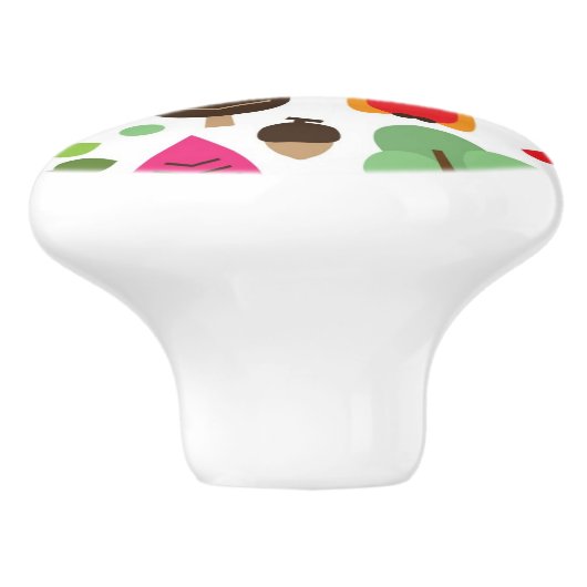 roze bladboom retro uil patroon keramische knop (Zijkant)