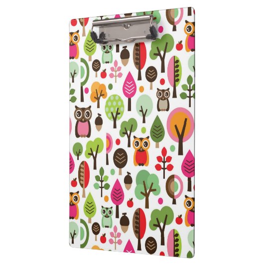 roze bladboom retro uil patroon klembord (Links)
