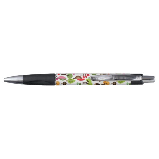 roze bladboom retro uil patroon pen (Achterkant)