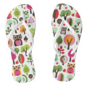 roze bladboom retro uil patroon teenslippers (Voetbed)