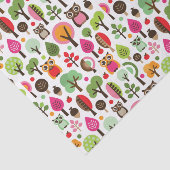 roze bladboom retro uil patroon tissuepapier (Detail)