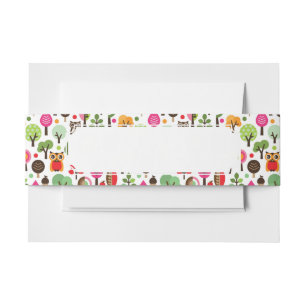 roze bladboom retro uil patroon uitnodigingen wikkel