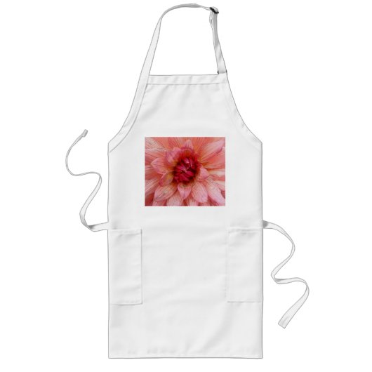 roze bladen lang schort (Voorkant)