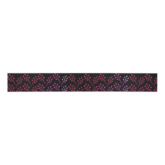 Roze bladeren grosgrain lint (Voorkant)