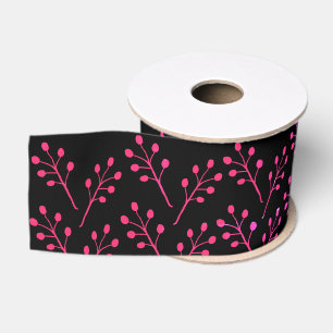 Roze bladeren grosgrain lint