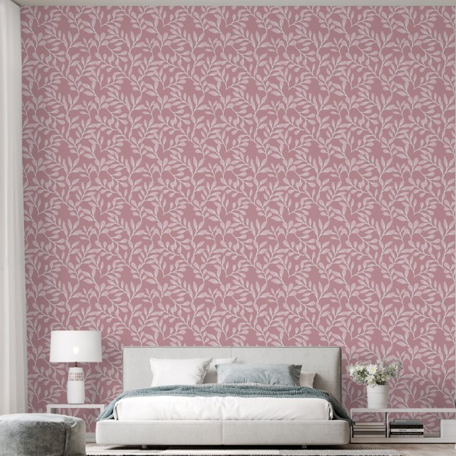 Roze Bladpatroon 2" * 10" Aangepaste getextureerde Behang (Slaapkamer)