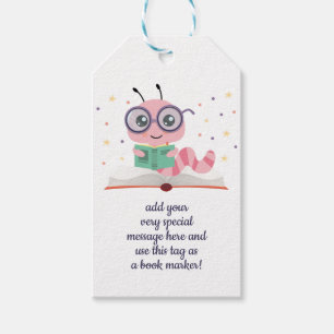 Roze Bladwijzer met bladwijzer Cadeaulabel