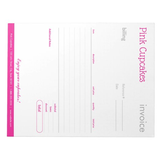 Roze blanco bestelformulier of Notitieblok factuur (Voorkant)