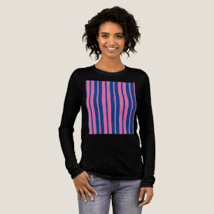 Roze Blau Stijlvolle Strepen Patroon Ontwerp Tri-Blend Shirt