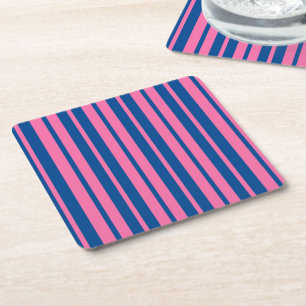 Roze Blau Stijlvolle Strepen Patroon Ontwerp Vierkante Kartonnen Onderzetter