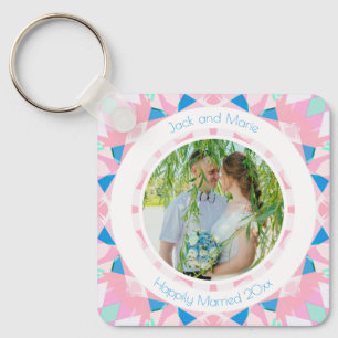 Roze Blauw 5e Bruiloft Jubileum Keepsake Gift Sleutelhanger