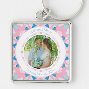 Roze Blauw 5e Bruiloft Jubileum Keepsake Gift Sleutelhanger