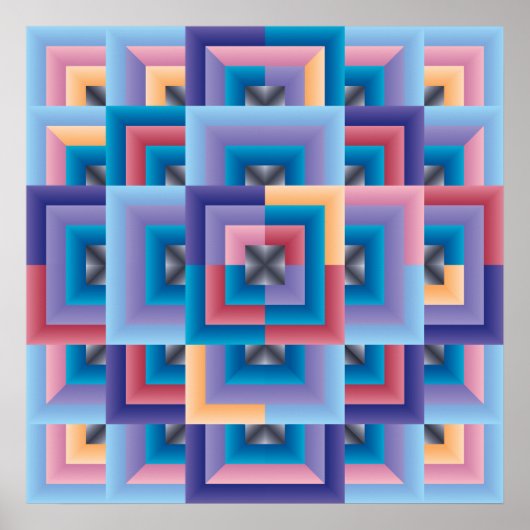 Roze blauw Abstract Poster (Voorkant)