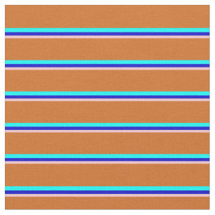 Roze, Blauw, Aqua en Chocolade gekleurde strepen Stof