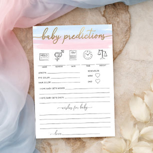 Roze Blauw Aquarel Baby Voorspellingen Spel