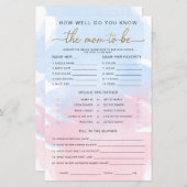 Roze Blauw Aquarel Goud Know The Mom-to-be Game (Voorkant / Achterkant)