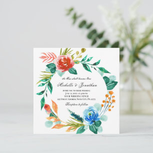 Roze Blauw Bloemenkrans Christelijk Bijbelhuwelijk Kaart