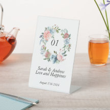 Roze Blauw Boho groen krans bruiloft tafel