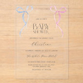 Roze Blauw Boog Genderneutraal Baby shower Acryl Uitnodigingen (Voorkant)